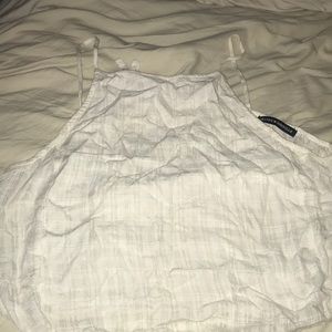 Linen white open back top